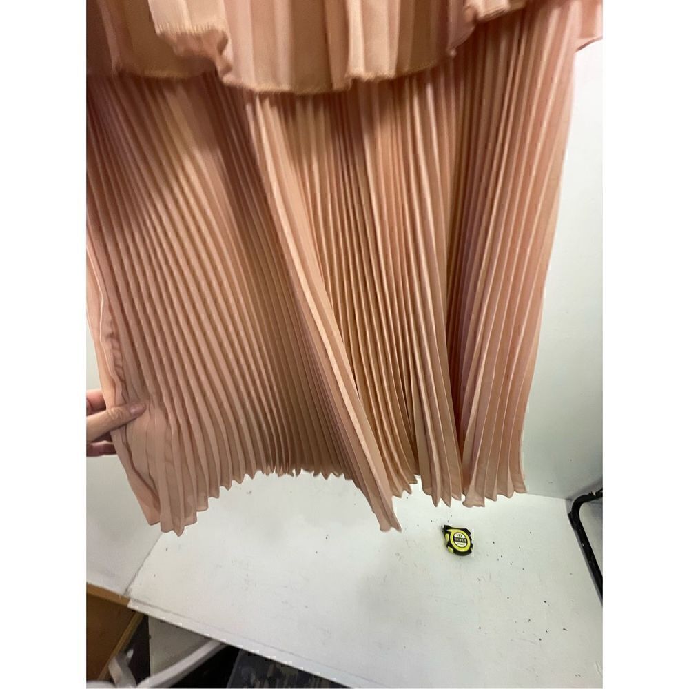 ABS Collection Blush Pink Pleated Semi Sheer Lined Dress Size 8 - Picture 6 of 10